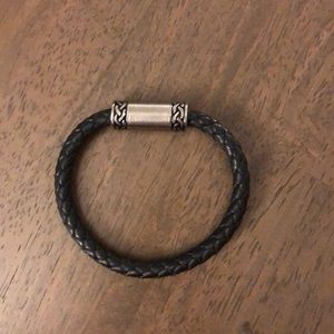 Men’s Leather bracelet with Silver magnetic clasp